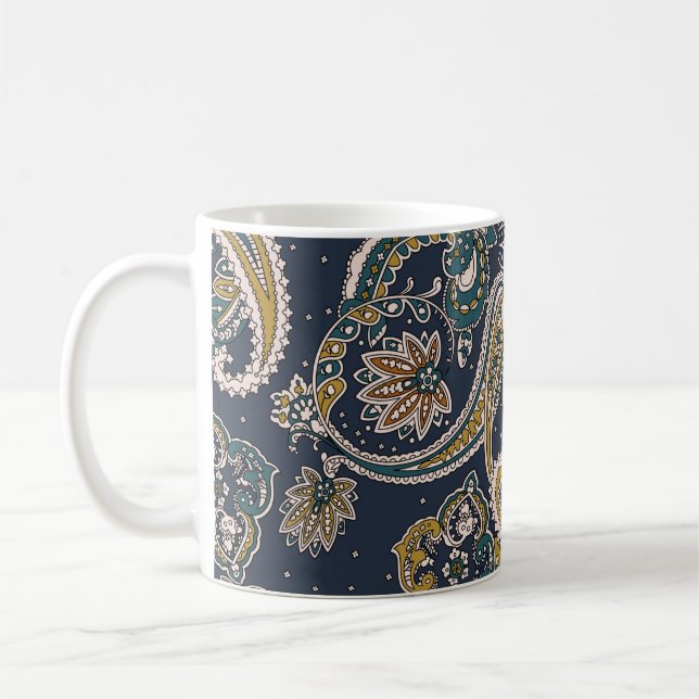 Traditionell indisk Paisley mönster på bakgrunden Kaffemugg (Vänster)