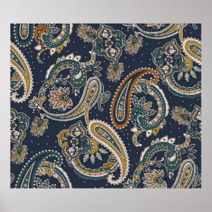 Traditionell indisk Paisley mönster på bakgrunden Poster