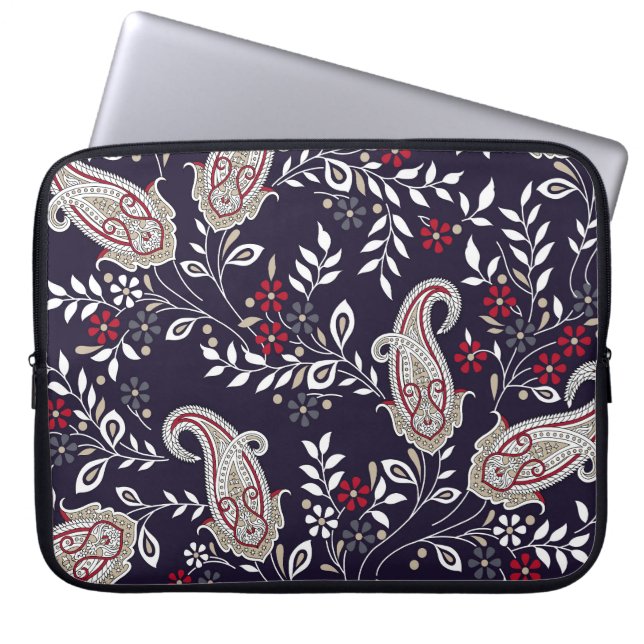 Traditionell indisk paisley, sömlös mönster. laptop fodral (Framsidan)