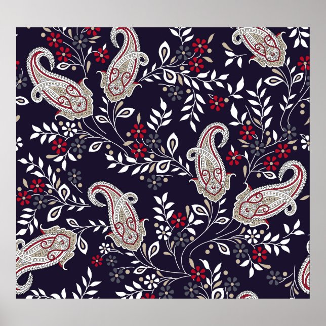 Traditionell indisk paisley, sömlös mönster. poster (Framsidan)