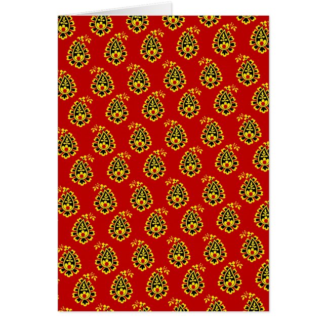 Traditionell indisk tygdesign hälsningskort (Framsidan)