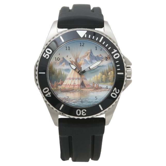 Traditionell infödd indisk teepeeterisk naturveten armbandsur (Framsida)