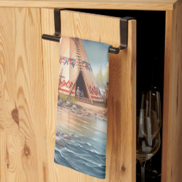 Traditionell infödd indisk teepeeterisk naturveten kökshandduk