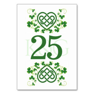 Traditionell Irish Celtic Kärlek Knot och Shamrock Bordsnummer