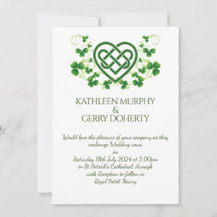 Traditionell Irish Celtic Kärlek Knot och Shamrock Inbjudningar