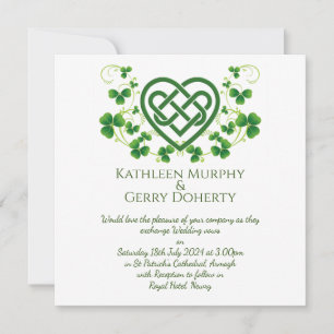 Traditionell Irish Celtic Kärlek Knot och Shamrock Inbjudningar