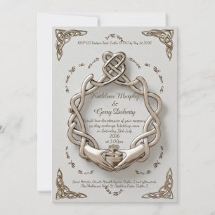 Traditionell Irish Claddagh Ring Motifs & Mönster Inbjudningar