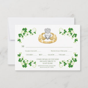Traditionell irländsk Claddagh-ring och Shamrocks OSA Kort