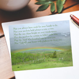 Traditionell irländsk välsignelse Valley Rainbow Vykort