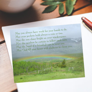 Traditionell irländsk välsignelse Valley Rainbow Vykort