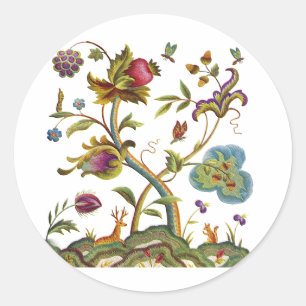 Traditionell Jacobean Deerwood broderi Runt Klistermärke