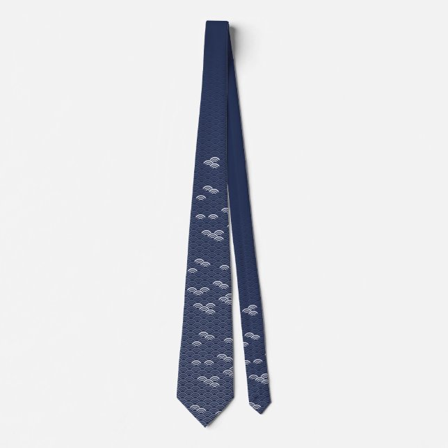 Traditionell japansk blå våg med mönster slips (Framsida)