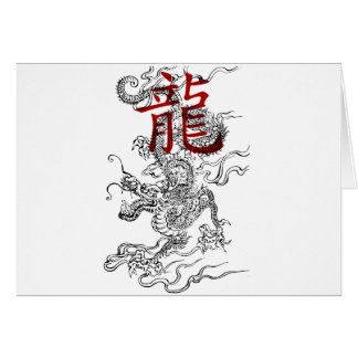 Traditionell japansk drake med Kanji Hälsningskort