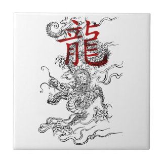 Traditionell japansk drake med Kanji Kakelplatta