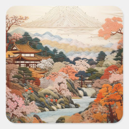 Traditionell japansk Elegant-design för teaterkons Fyrkantigt Klistermärke