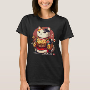 Traditionell japansk Geisha Kanji Lucky Cat T Shirt