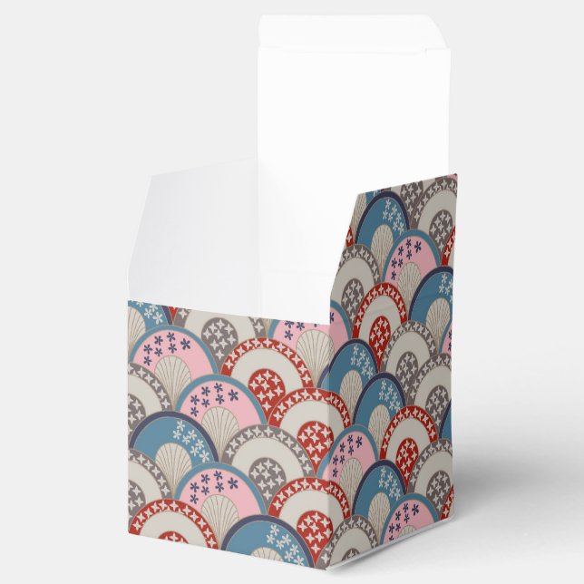 Traditionell japansk geometrisk motif blue rosa presentaskar (Öppnad)