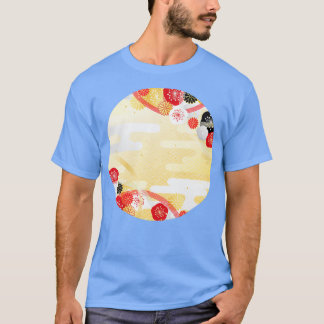 Traditionell japansk gyllene retro med blommor t shirt