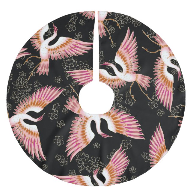 Traditionell japansk Kimono Motifs Mönster Julgransmatta Borstad Polyester (Framsidan)