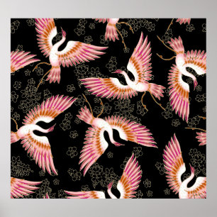 Traditionell japansk Kimono Motifs Mönster Poster