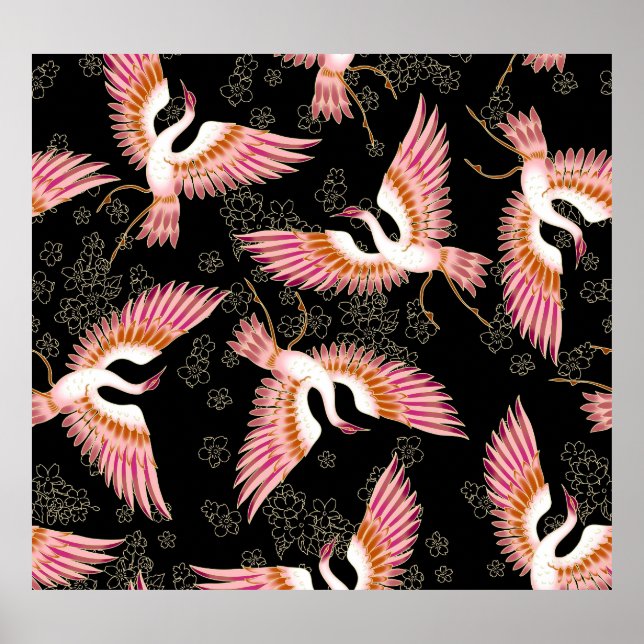 Traditionell japansk Kimono Motifs Mönster Poster (Framsidan)
