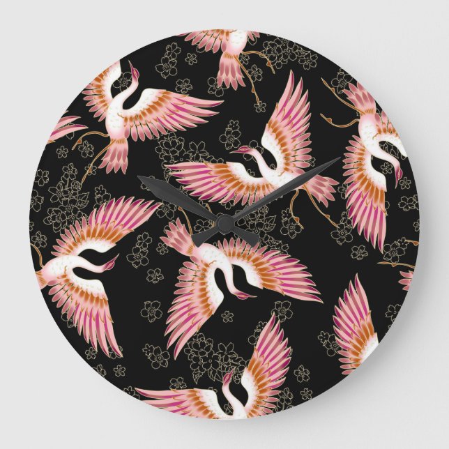 Traditionell japansk Kimono Motifs Mönster Stor Klocka (Framsida)