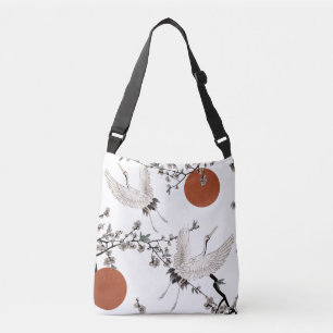 Traditionell japansk kran med plommon-blommar axelväska