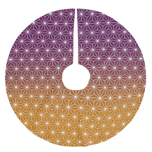 Traditionell japansk Mönster Red & Lila Julgransmatta Borstad Polyester (Framsidan)