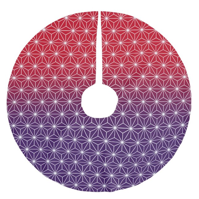 Traditionell japansk Mönster Red & Lila Julgransmatta Borstad Polyester (Framsidan)