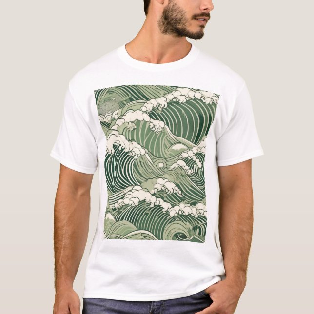 Traditionell japansk mönsterdesign 0019 konstverk t shirt (Framsida)
