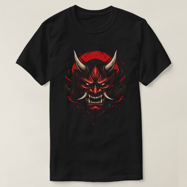 Traditionell Japansk Oni-Ilskna T Shirt (Design framsida)