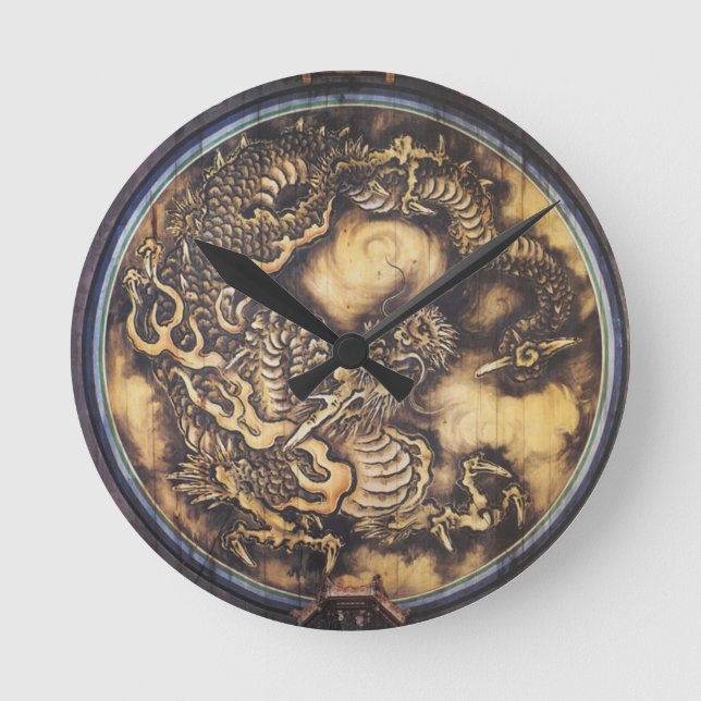 Traditionell japansk orientaldragon - 日 本 - 鳴 龍 rund klocka (Framsida)