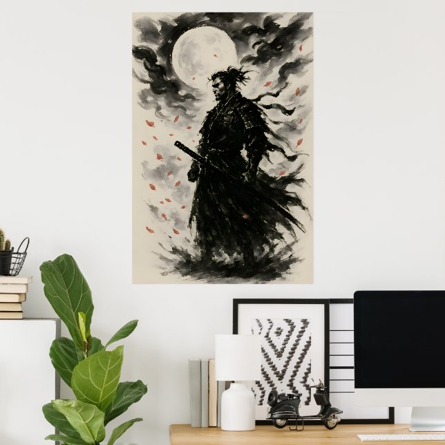 Traditionell japansk samurajkrigareaffisch | Bläck Poster (Hemmakontoret)