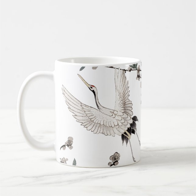 Traditionell japansk trana med plommonblomning kaffemugg (Vänster)