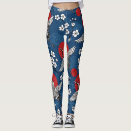 Traditionell japansk trana och Sakura Zen-mönster Leggings