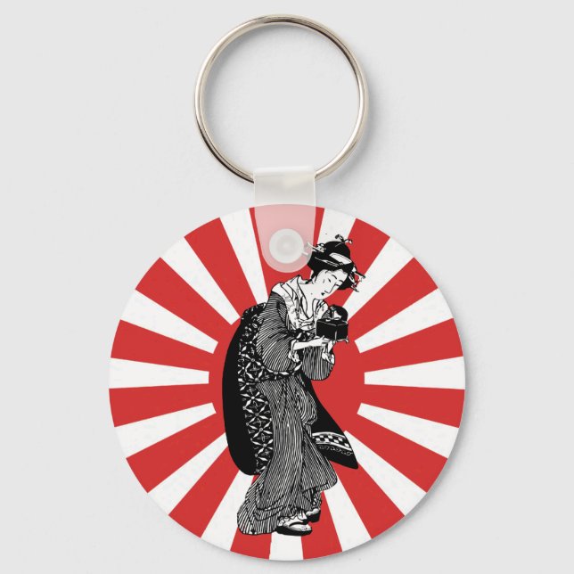 Traditionell japansk ukiyokvinna nyckelring (Framsida)