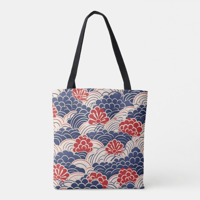 Traditionell japansk våg tote tygkasse (Baksida)