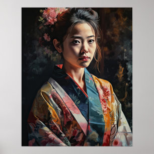 Traditionell japansk Woman Art Print Poster