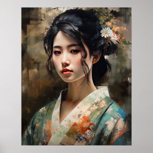 Traditionell japansk Woman Art Print Poster