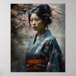 Traditionell japansk Woman Art Print Poster