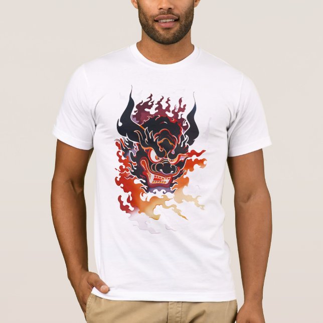 Traditionell jonmask i flamma t shirt (Framsida)