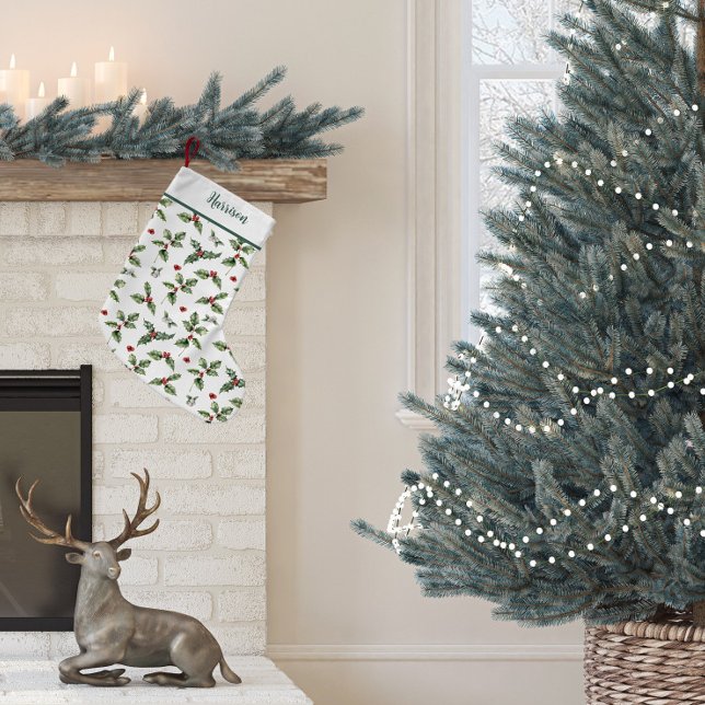 Traditionell jul Holly Liten Julstrumpa (Holly Christmas Stocking)