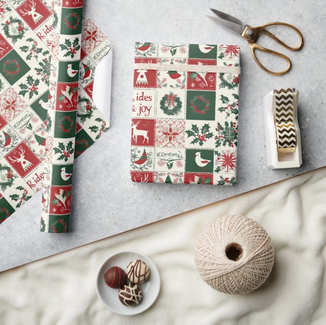 Traditionell jul mönster Helgdag plaid Presentpapper (Hantverk)