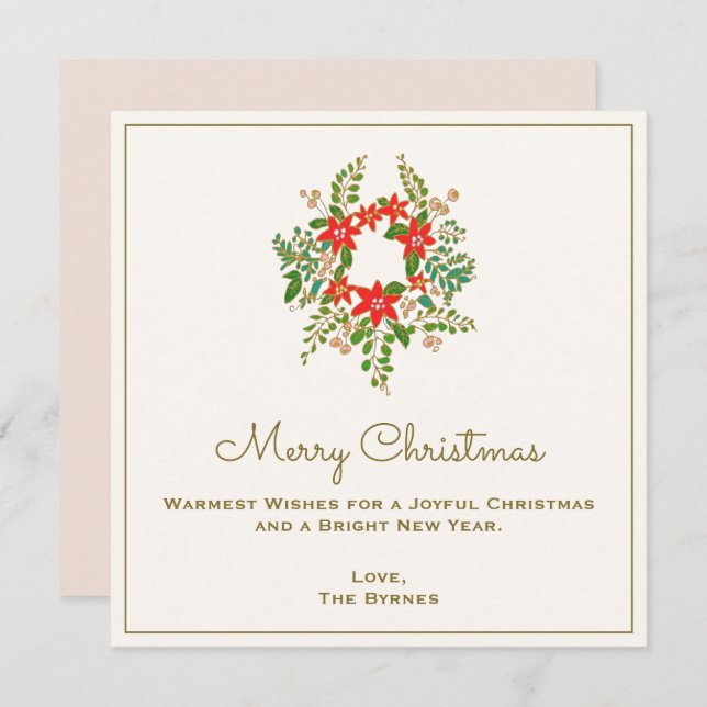 Traditionell jul Poinsetta-andedräkt Anteckningskort (Fram/baksida)