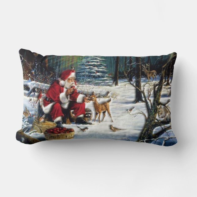 Traditionell jul Santa i parkera Lumbarkudde (Framsida)