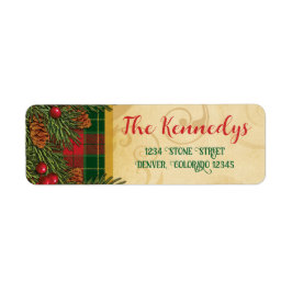 Traditionell jul Tartan Adress Returadress Etikett