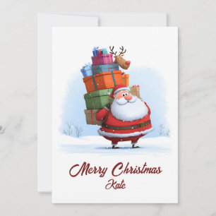 Traditionell jul-tomte med renar julkort