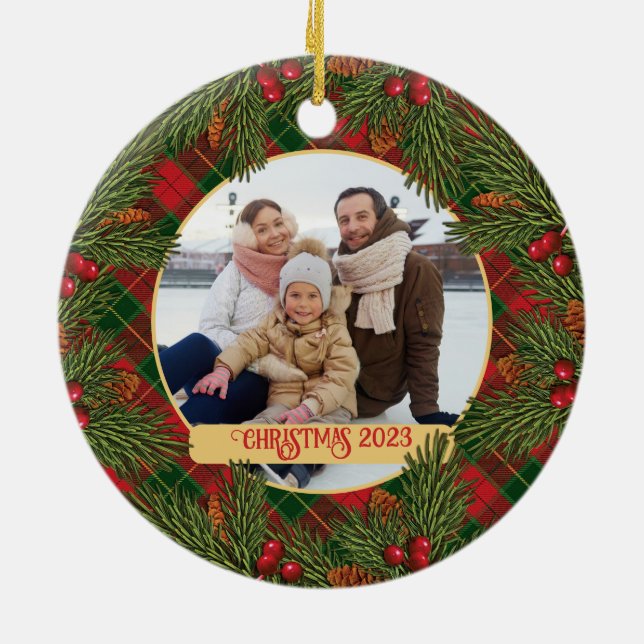 Traditionell jul, torsk, andningsfoto julgransprydnad keramik (Baksidan)