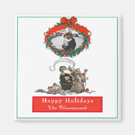 Traditionell jul vintage jultomte foto semester  magnet