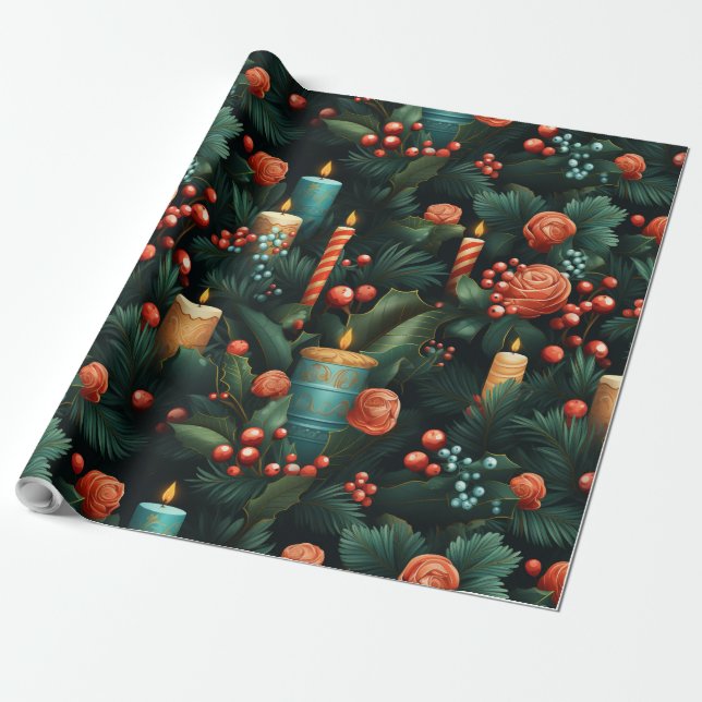Traditionell juldesign presentpapper (Utrullad)